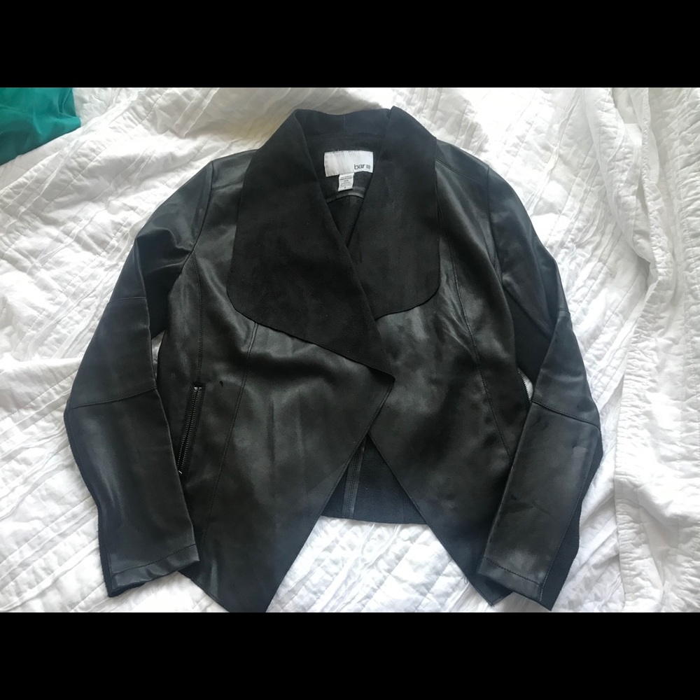 Bar III Black Leather Jacket Size Small